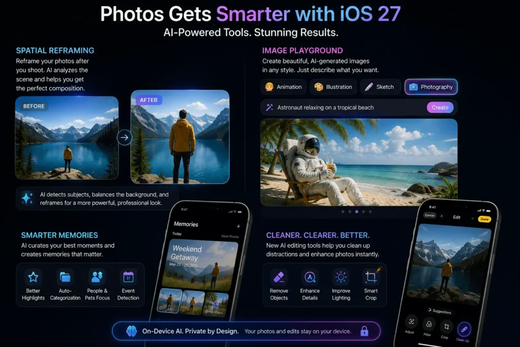 Image Playground and Spatial Reframing features in iOS 27