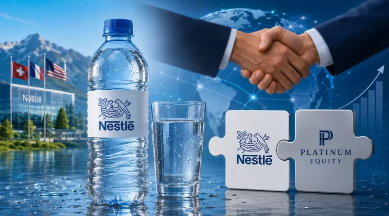 Nestlé Water Business Spin-Off showing Peranel joint venture with Platinum Equity and premium water brands