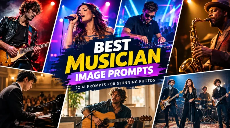 Best Musician Image Prompts for AI-generated singer, guitarist, DJ, and jazz musician photos