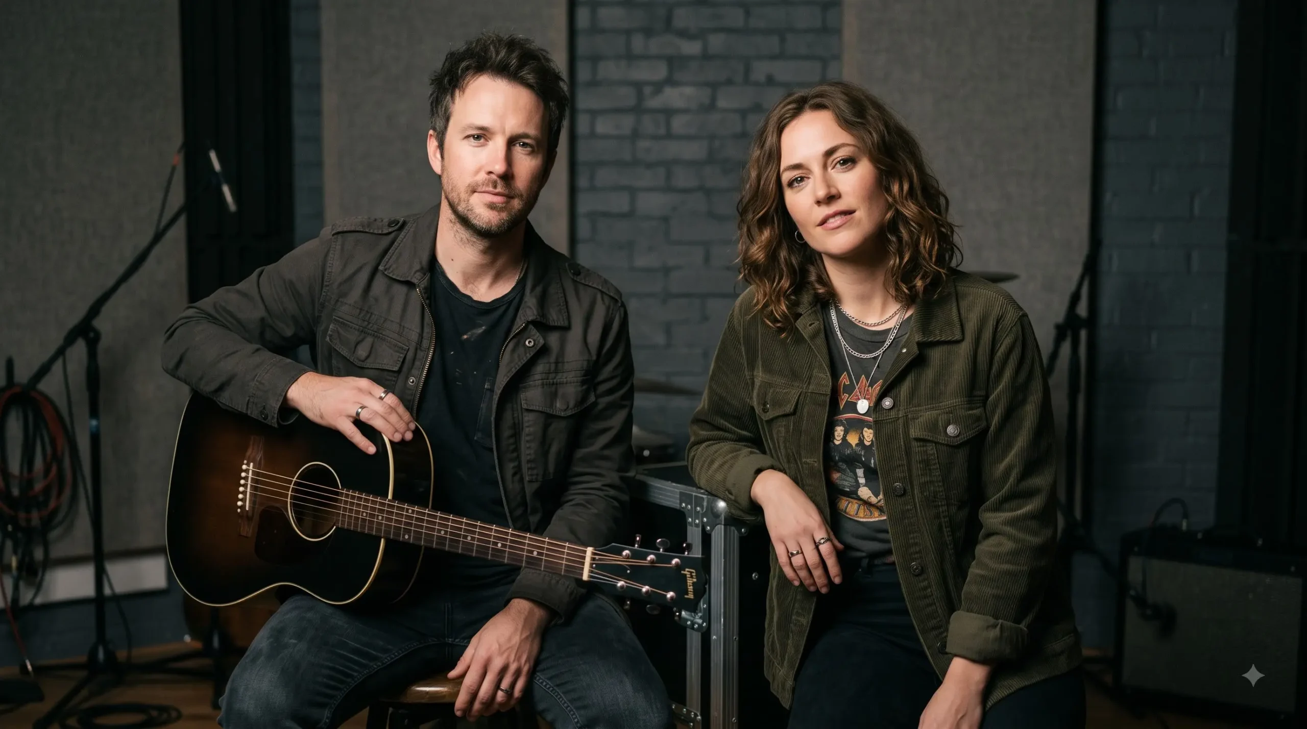 Professional music duo press photo editing example