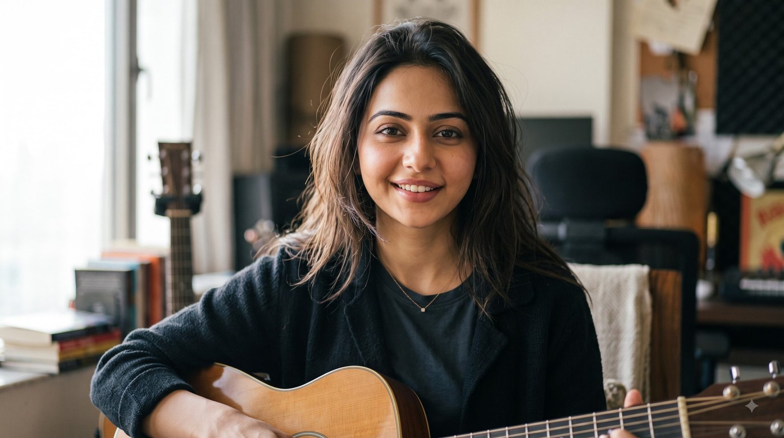 Professional musician profile portrait with a neutral background