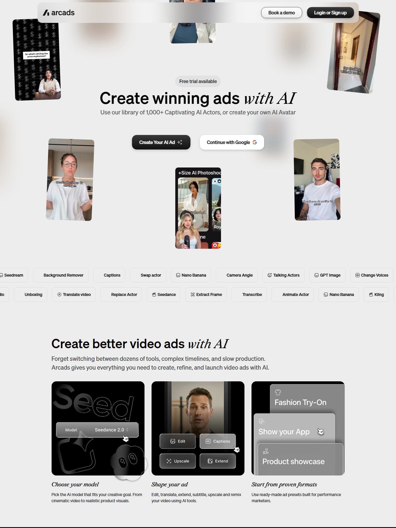 Arcads AI UGC presenter ad testing